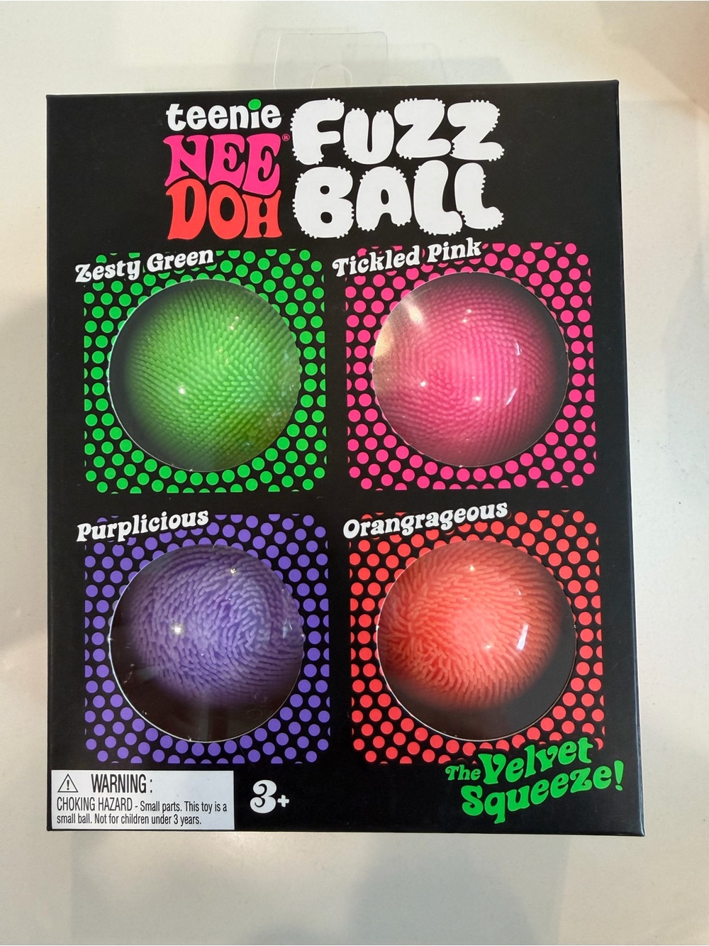 teenie NEE DOH Fuzz Ball Kids Toy - Green, Pink, Purple, Orange